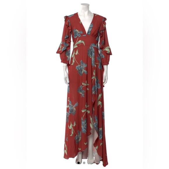 PatBO Dresses & Skirts - NWT New PatBO Crimson Floral Print Side Slit Maxi Dress Size 6